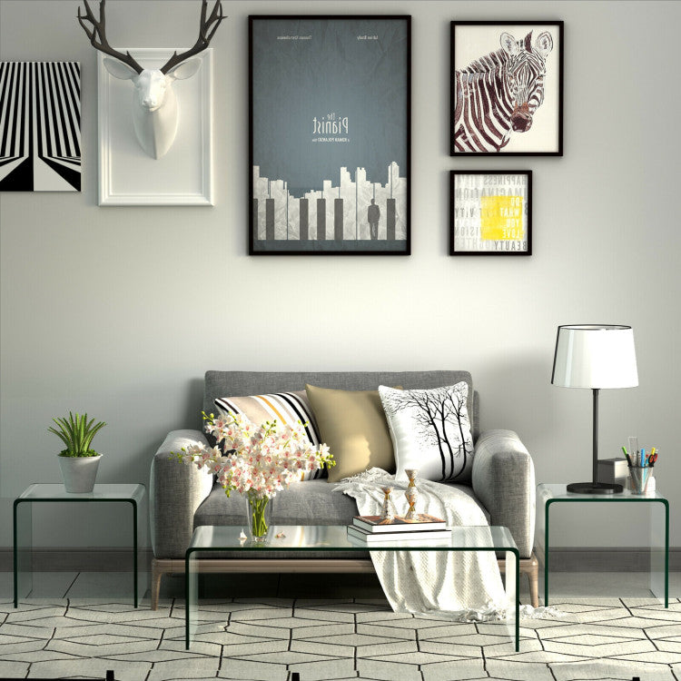 Tempered Glass End Table Waterfall Design Non Slip