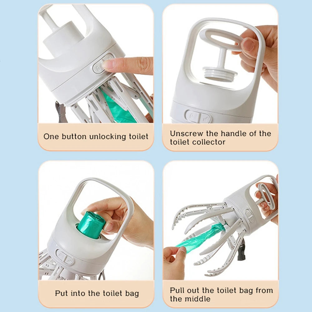 Portable No-Touch Dog Pooper Scooper with 4 Rolls Tool Bags