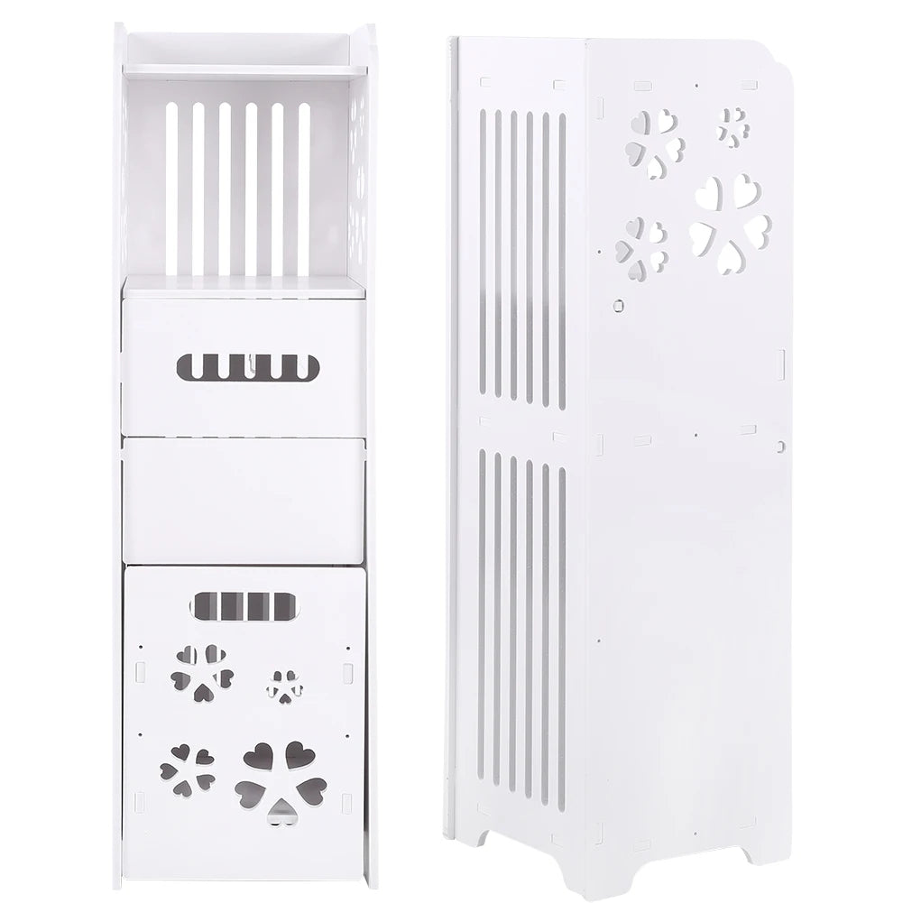 Wood Plastic Board 3 Tier Bathroom Shelf Cabinet