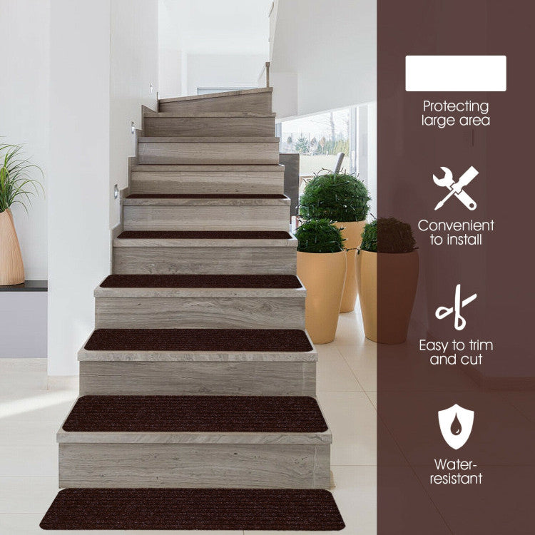 Slip-Resistant Stair Treads 15-Pack Soft Carpet Stair Treads (Brown)