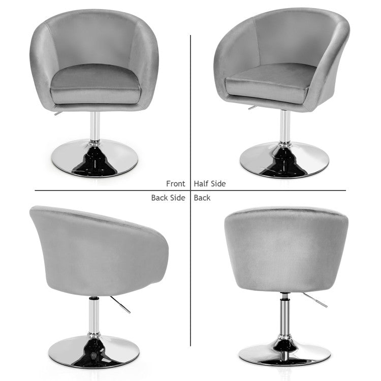 Swivel Accent Chair Round Back Chrome Makeup Chair (Gray)