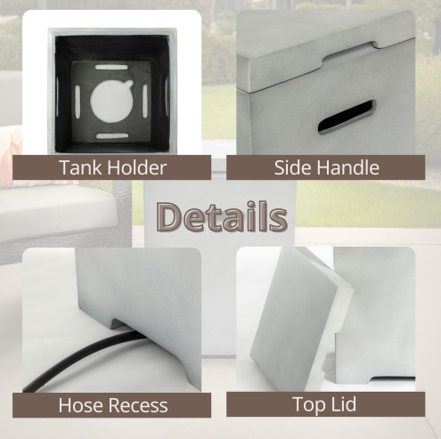 Outdoor Propane Tank Hideaway Table Light Gray Side Handles