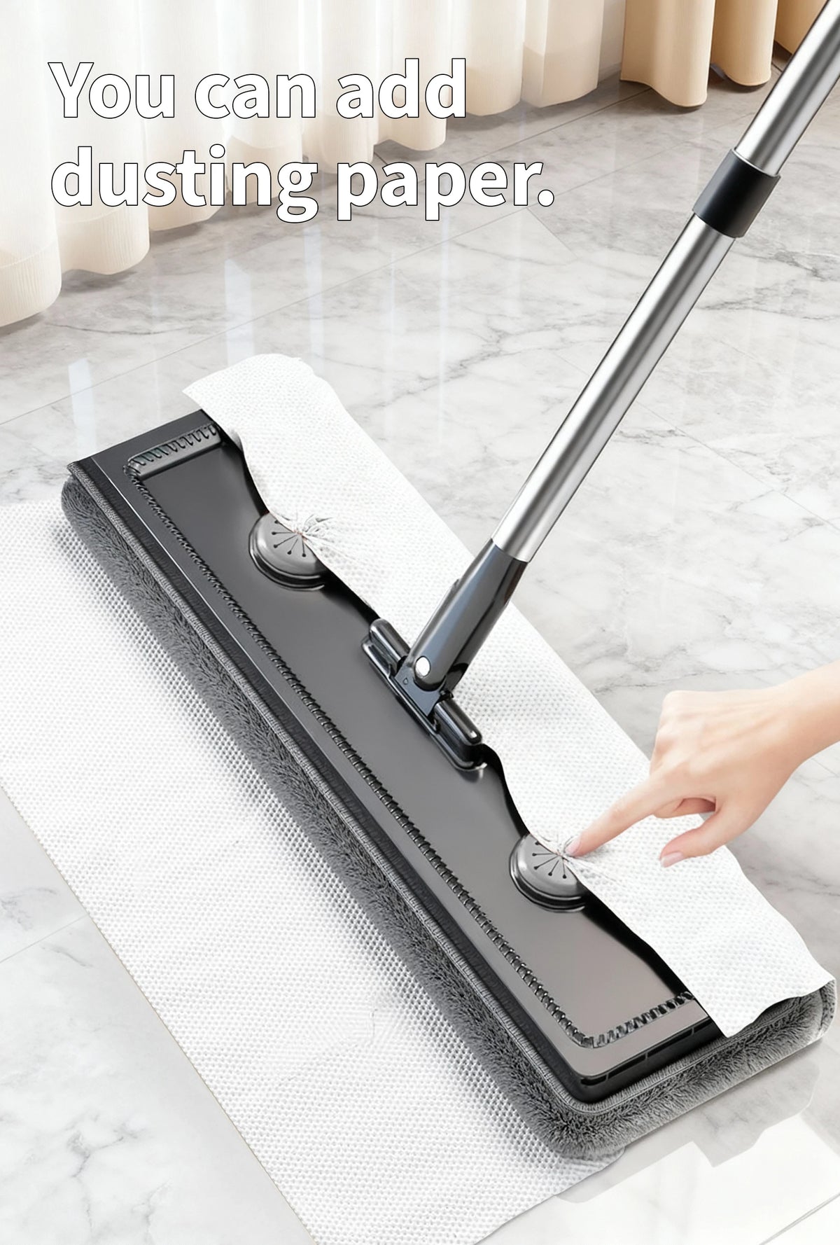 Slim Self-Wringing Flat Mop &amp; Bucket Set – Space-Saving Cleaning System with 2 Washable Microfiber Pads