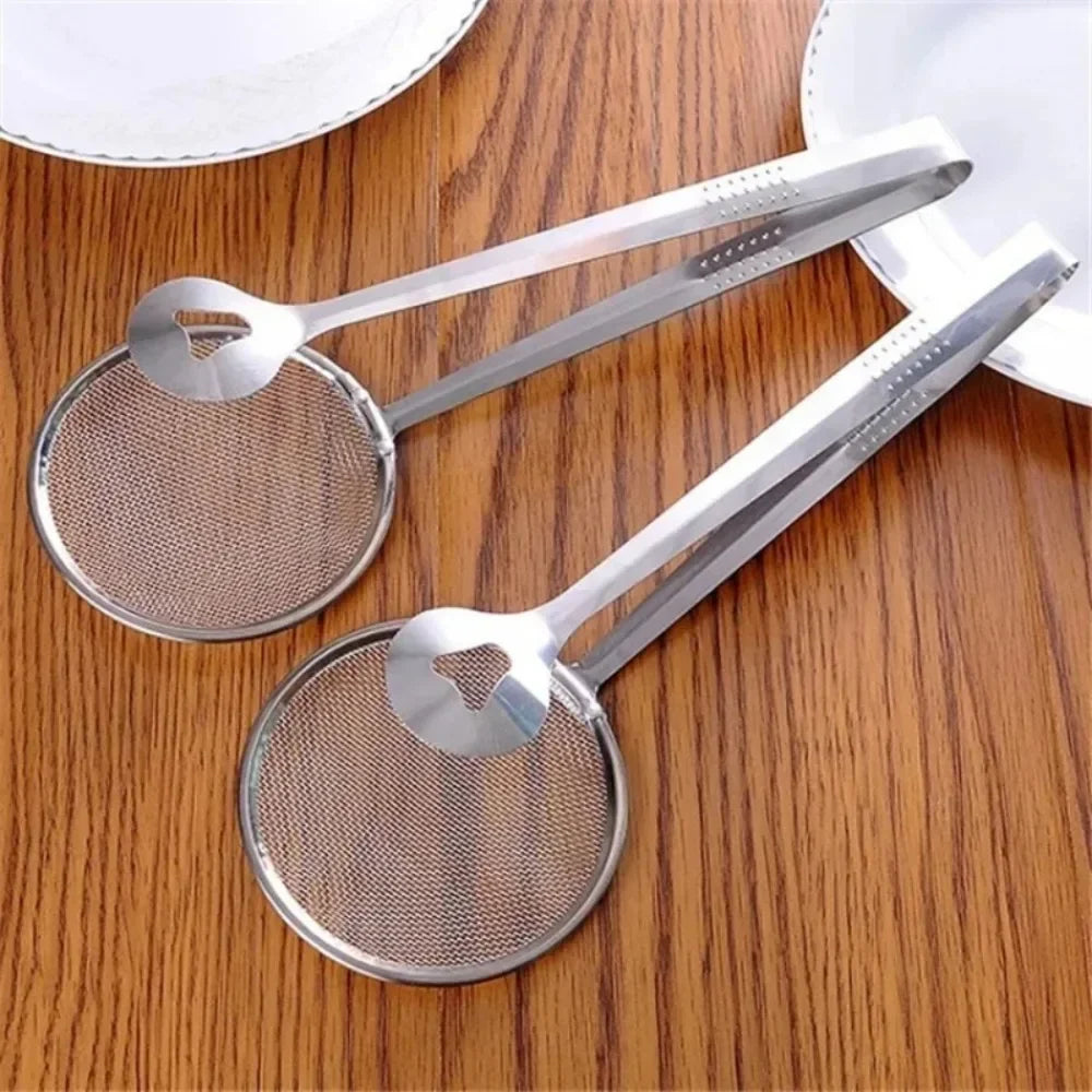 Stainless Steel Fine Mesh Strainer Spoon with Clip – Heat-Resistant Oil Filter Colander for Fried Food, Soup, Sauce, Pasta, Vegetables, Salad &amp; BBQ Cooking