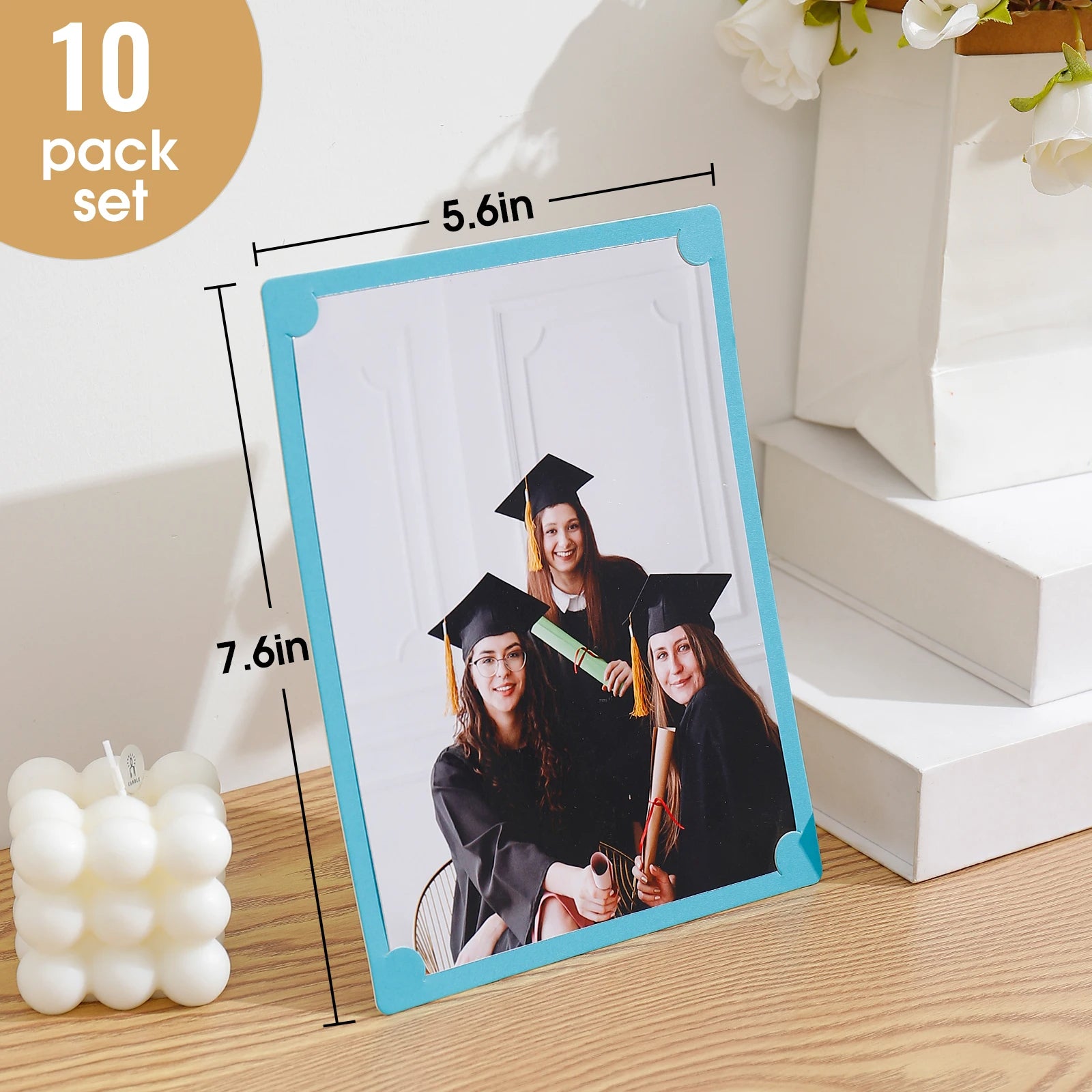 10Pcs Paper Photo Frame Set Simple Color Cardboard Frames