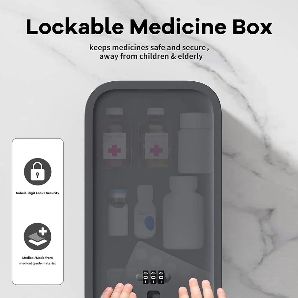 Lockable Storage Box for Office Home School Food Medicine (Deep Blue)