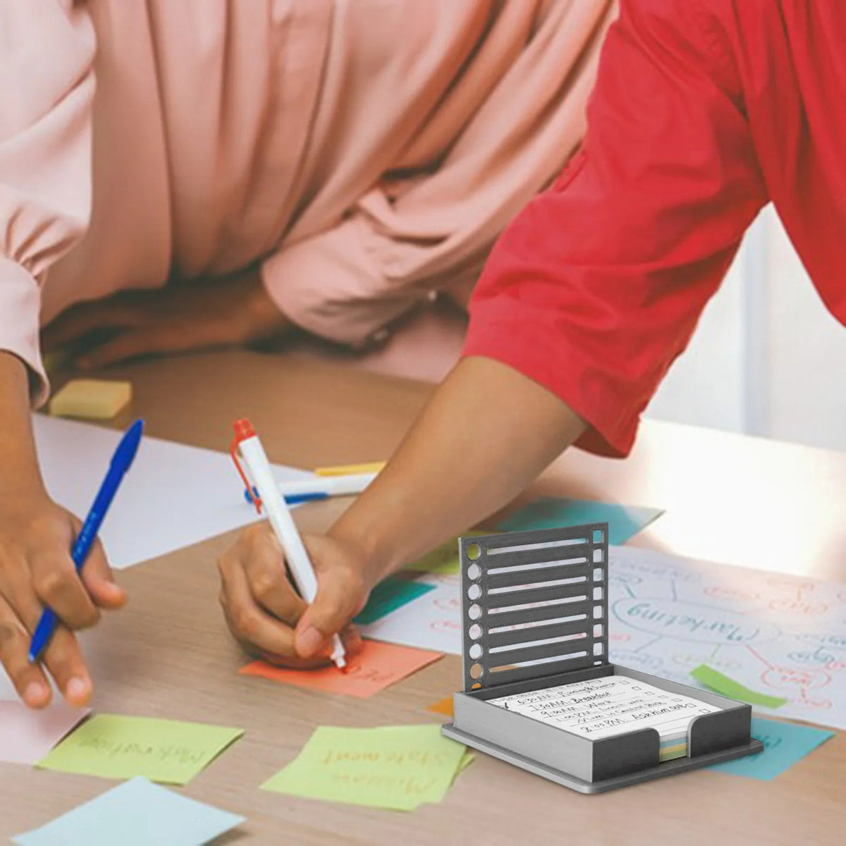 Sticky Notes Dispenser Reusable Line Note Holder (Black)