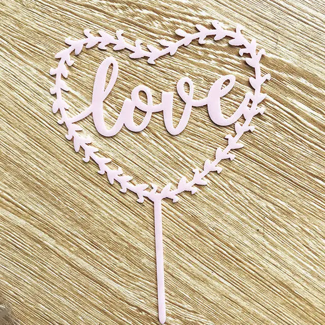 10pcs Love Cake Toppers for Wedding Anniversary Dessert Decoration