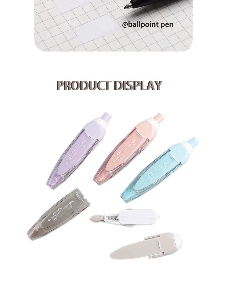 Refillable Correction Tape Set (4 Dispensers, 10 Refills)