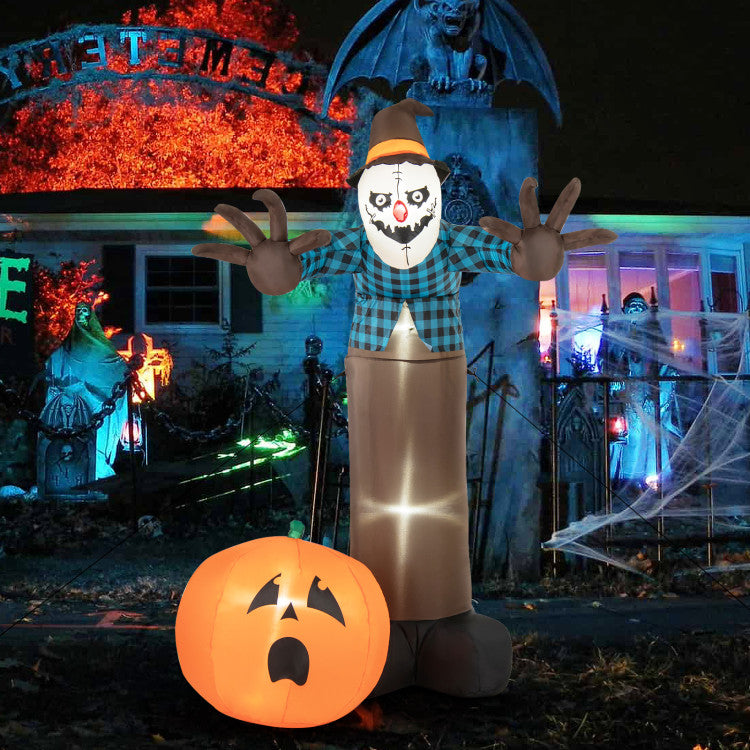 Inflatable Giant Haunted Scarecrow Pumpkin Ghost, 7-Foot