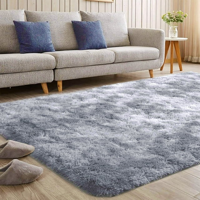 Super Soft Shaggy Area Rug Shaggy Rug Anti-Skid Carpet For Living Room Bedroom, Light Gray (79" x 31.5")