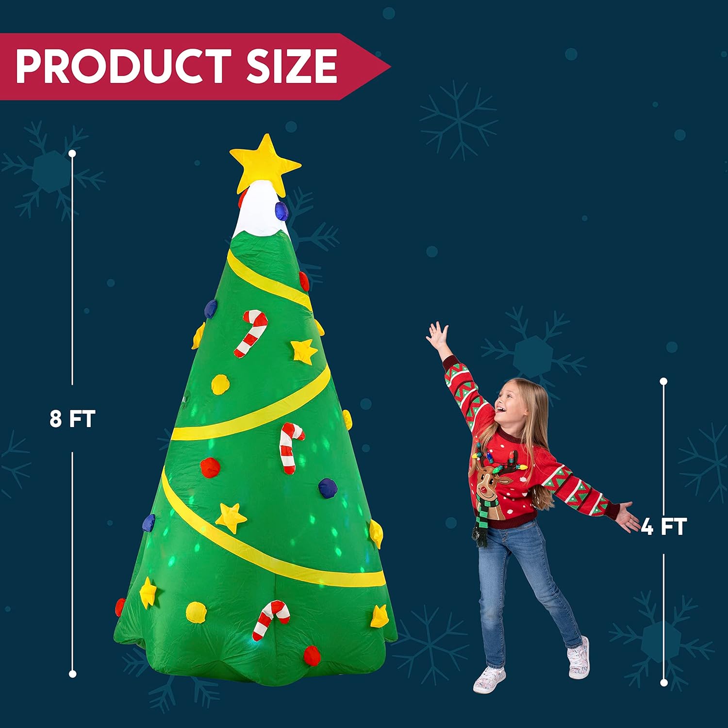 8FT Inflatable Christmas Tree with Bright LED Lights