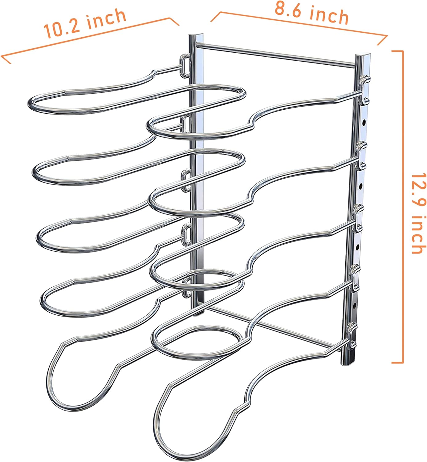 Pot Lid Rack Heavy Duty Pan Rack with 5 Adjustable Dividers