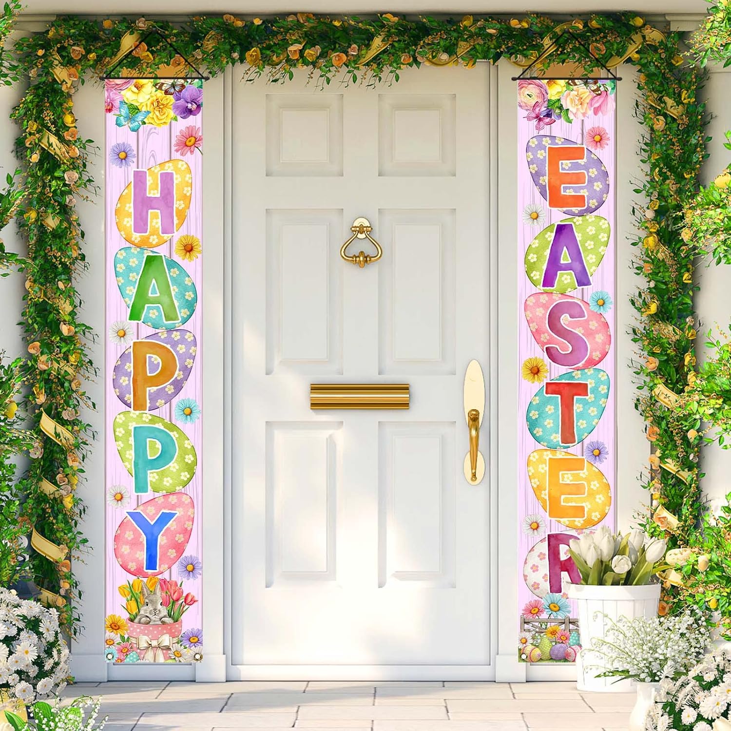 Easter Porch Banner Wall Hanging Spring Decorations and Supplies