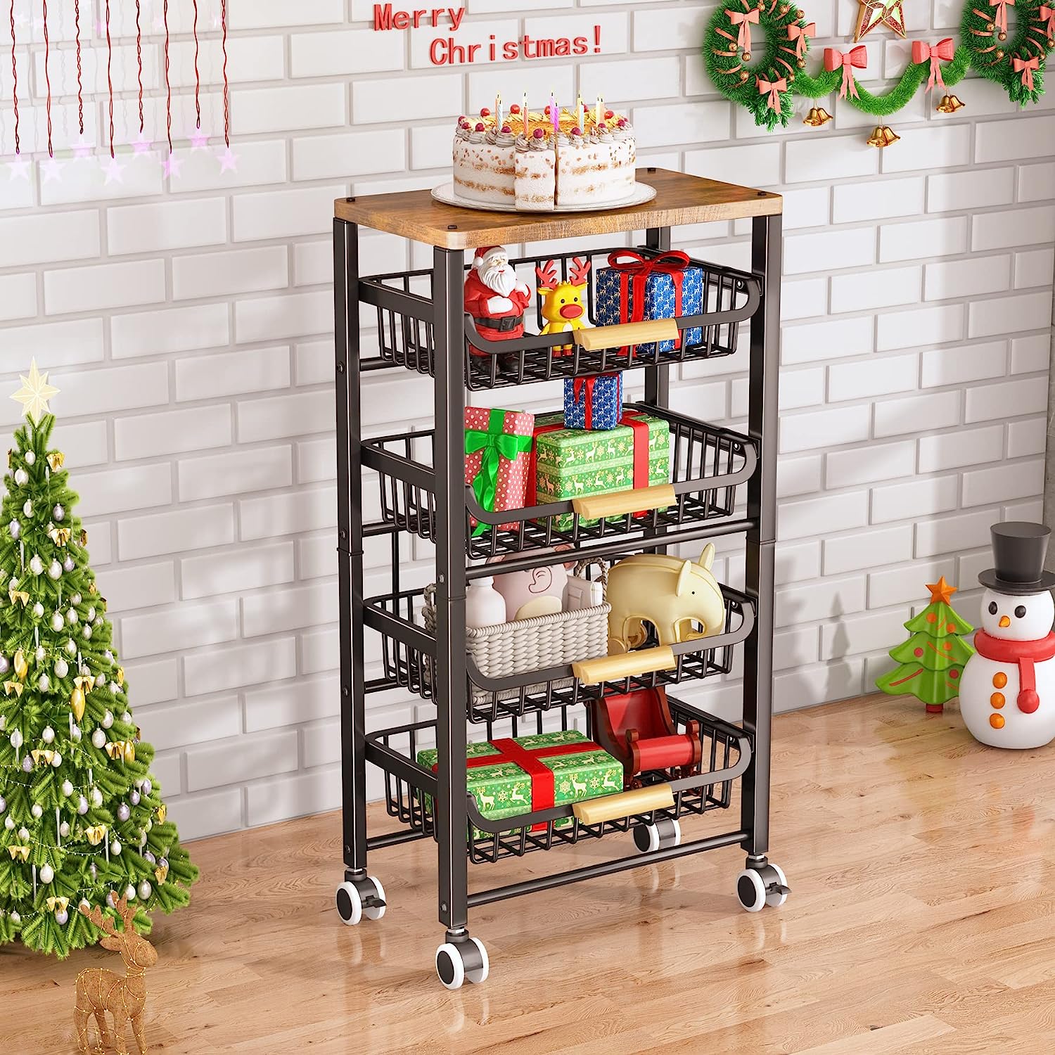 Fruit Basket for Kitchen, 5 Tiers, Black