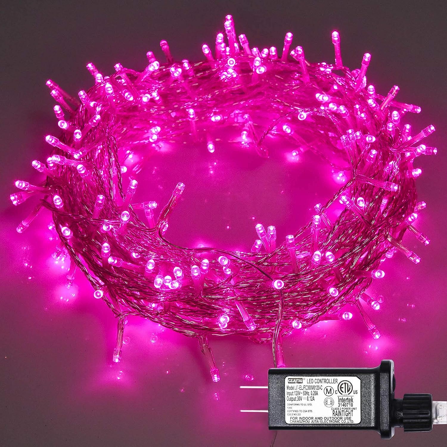 300 LEDs Pink String Lights Outdoor Waterproof 8 FT Pink Led String Lights with 8 Modes