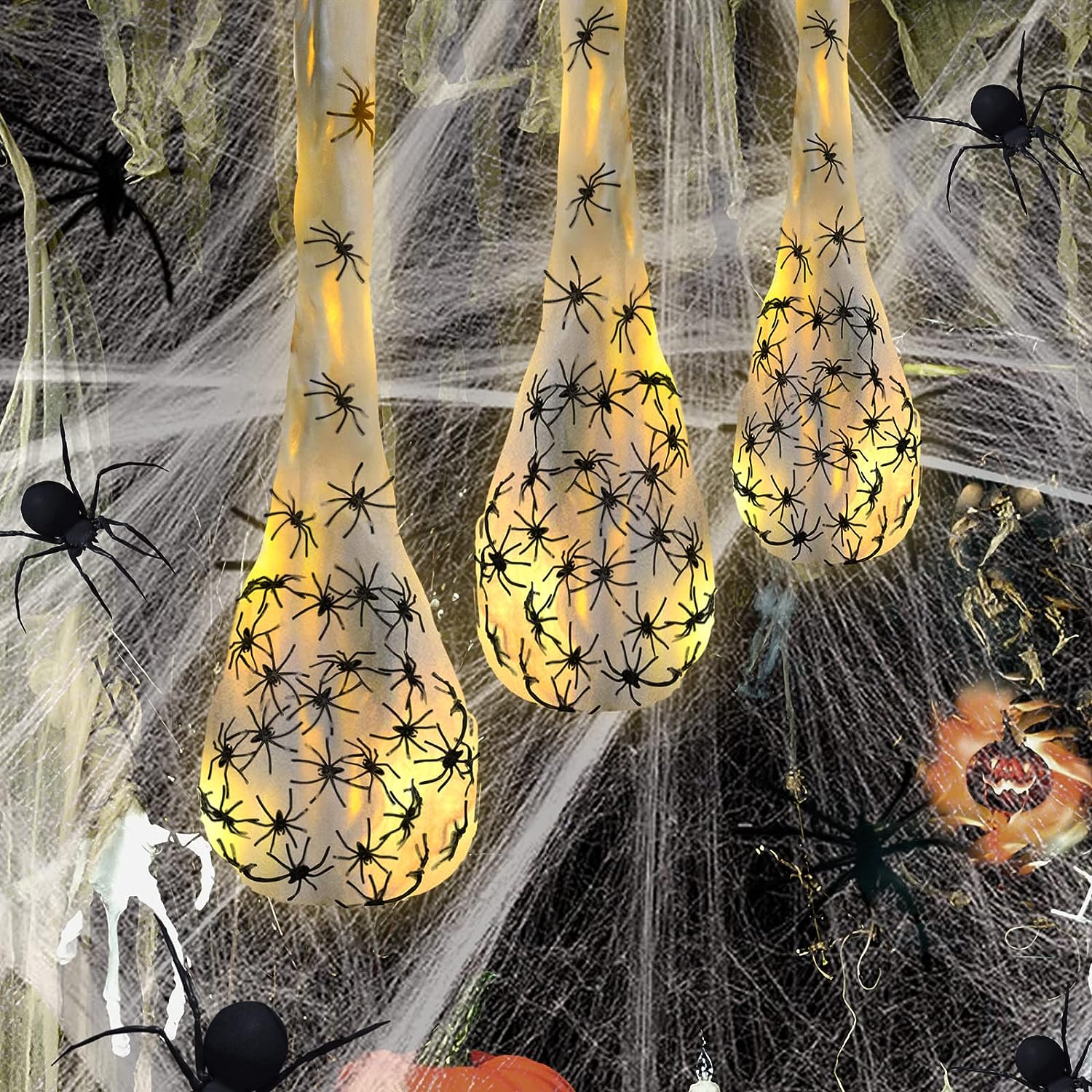 Halloween 3 Pack Hanging Spider Egg Sacs 41" Decoration