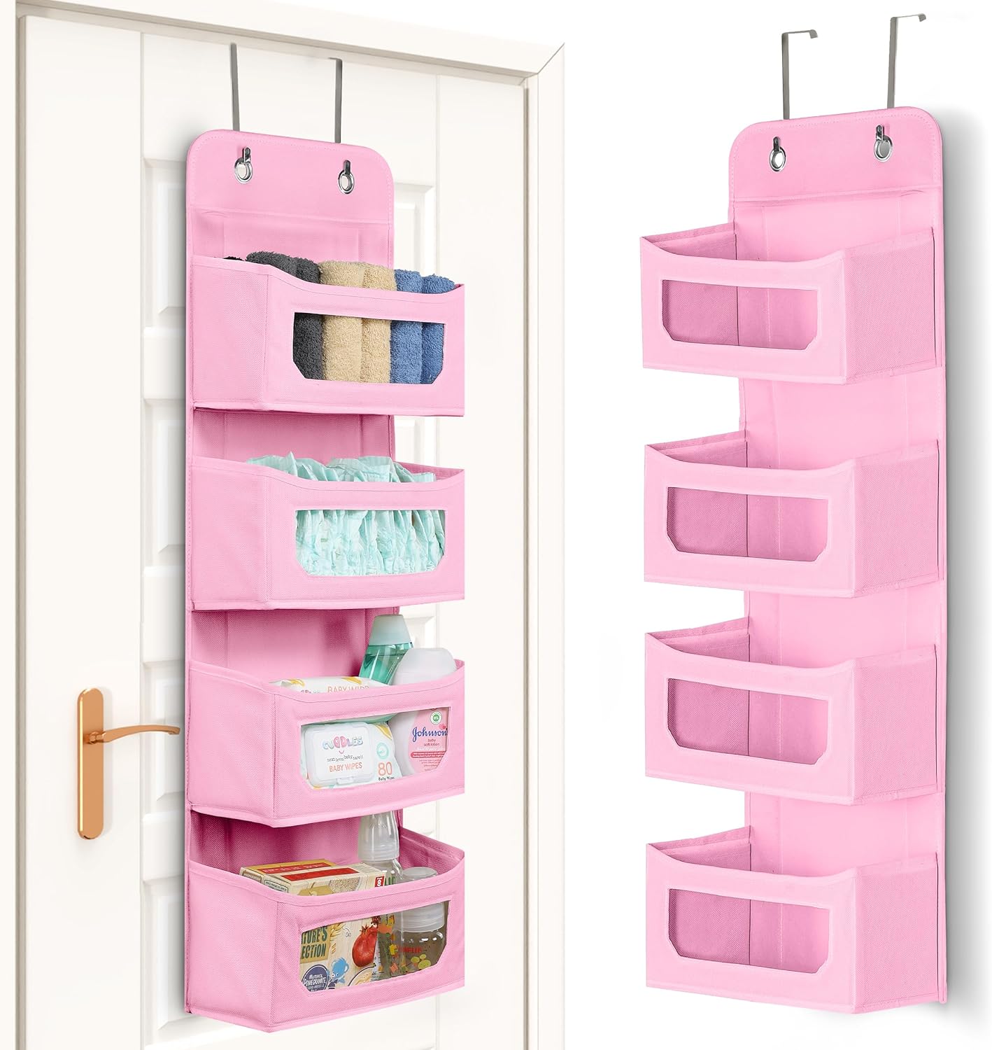 4 Shelf Hanging Closet Organizers and Storage Organizer for Closet, Pink