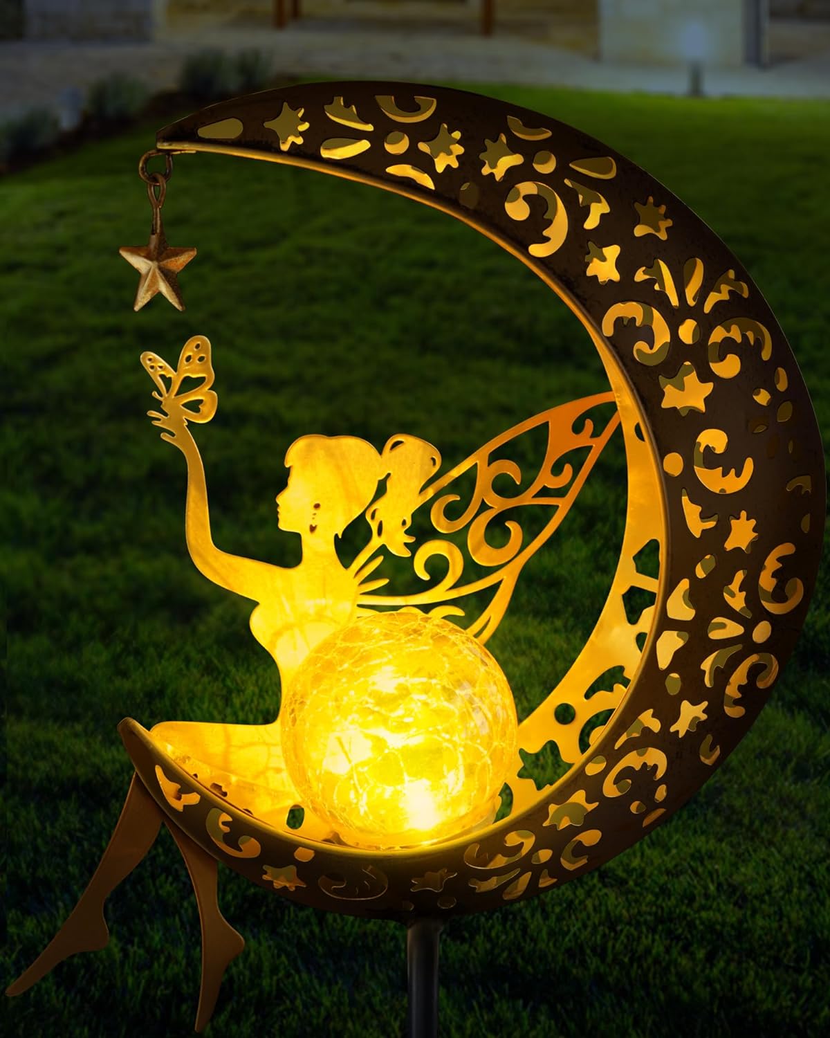 Fairy Solar Garden Statues Outdoor Decor for Patio, Lawn, Yard, Pathway Unique Gift Ideas