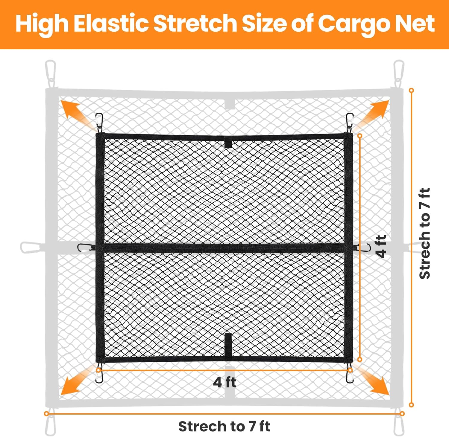 Elastic Cargo Truck Bed Net Stretchable Mesh Organizer for Pickup Trunk Bed (Single Layer)