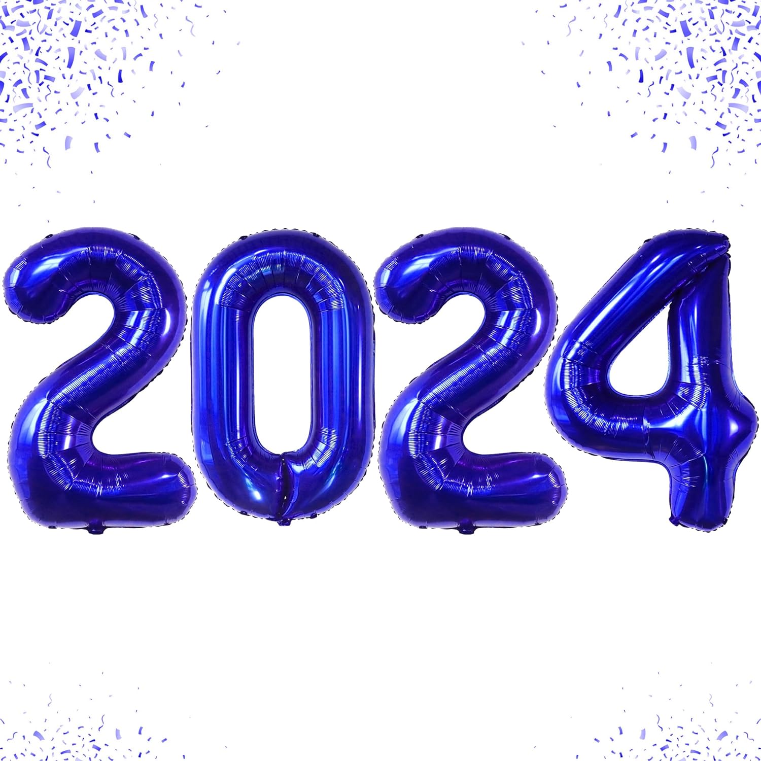 2024 Balloon Numbers 50" Blue New Years Balloons, Royal Blue