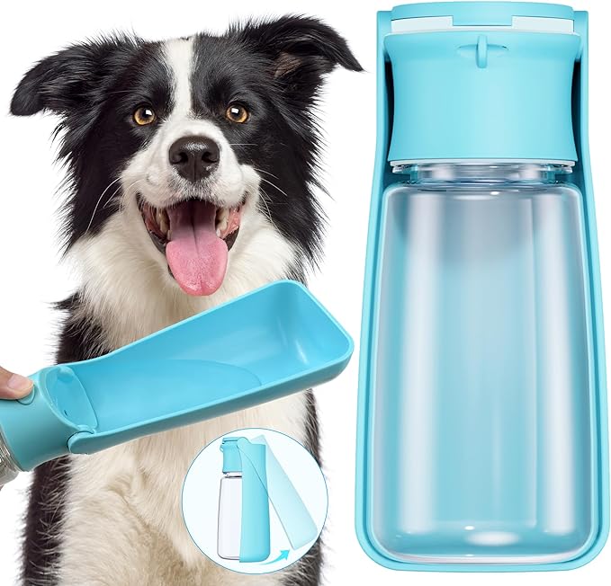 Portable Dog Water 19oz Bottle Dispenser for Puppy Small Medium Large Dogs Pet Water Bottles, Blue