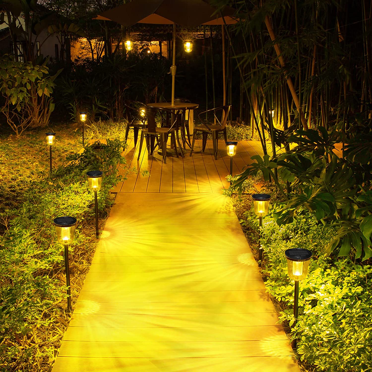 Solar Lights Outdoor Garden Pathway, 4 Pack 200 Lumens Landscape Path