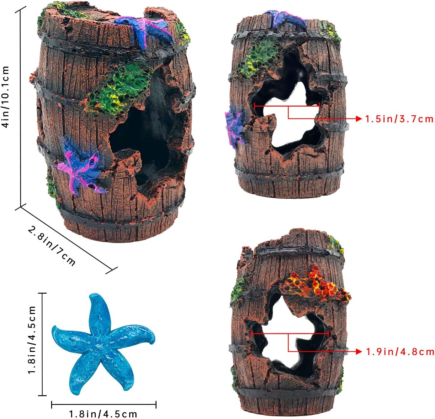 Fish Tank Decorations Star-Fish Broken Barrel Decor Resin Betta Fish Tank Accessories