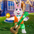 Easter Inflatable Decorations Outdoor 6FT Blow up Giant Rabbit with Guitar Build-in LED