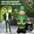 6FT St. Patrick's Day Inflatable Giant Green Leprechaun Holding Shamrock with Pot of Gold with Outer Built-in LED Lights