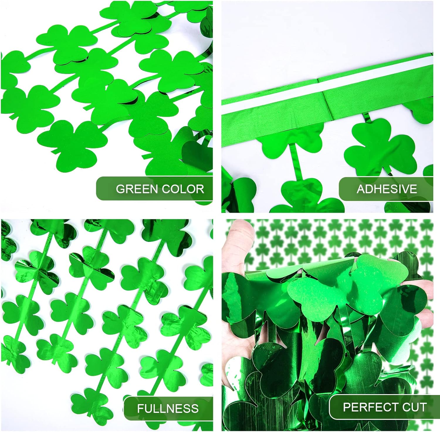 St Patrick's Day Foil Fringe Curtains, 3 Pack 3.3' x 6.6' Tinsel Curtain Photo Prop Backdrop Streamer Backdrop