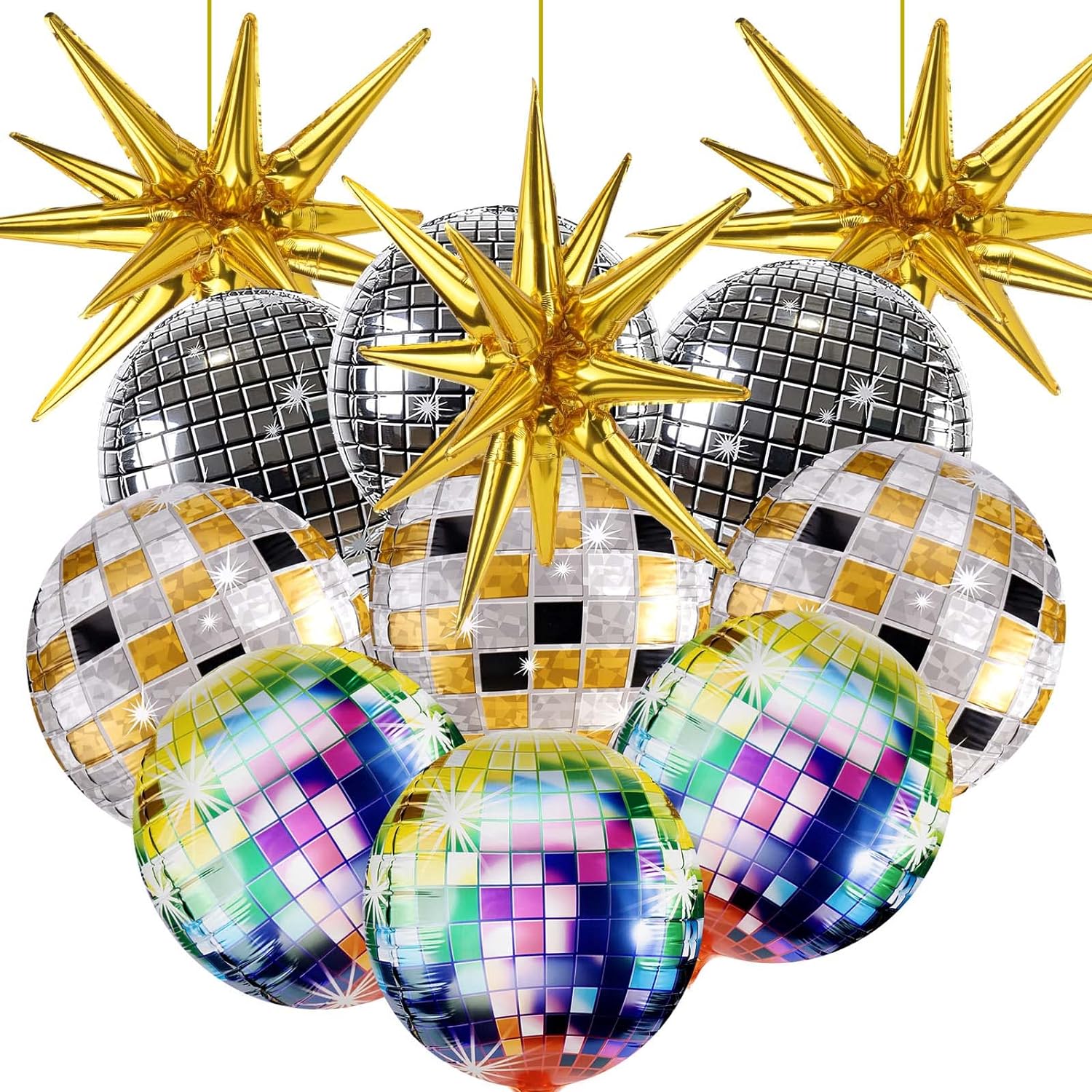 Disco Ball Balloons 12 Packs for Birthday, Bachelorette Party, 70s 80s 90s Theme Disco Party Decorations Supplies