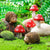 Garden Accessories Resin Hedgehogs and Wood Mushroom Animals Figurines (6 Pieces)