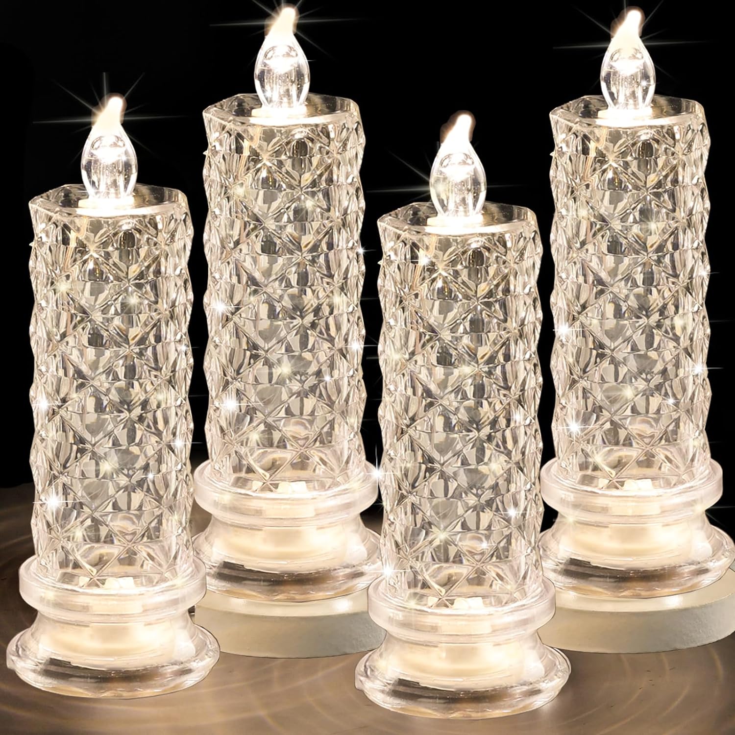 Flameless Candles 4 Packs Romantic Battery Operated Candles Led Pillar Candles, White