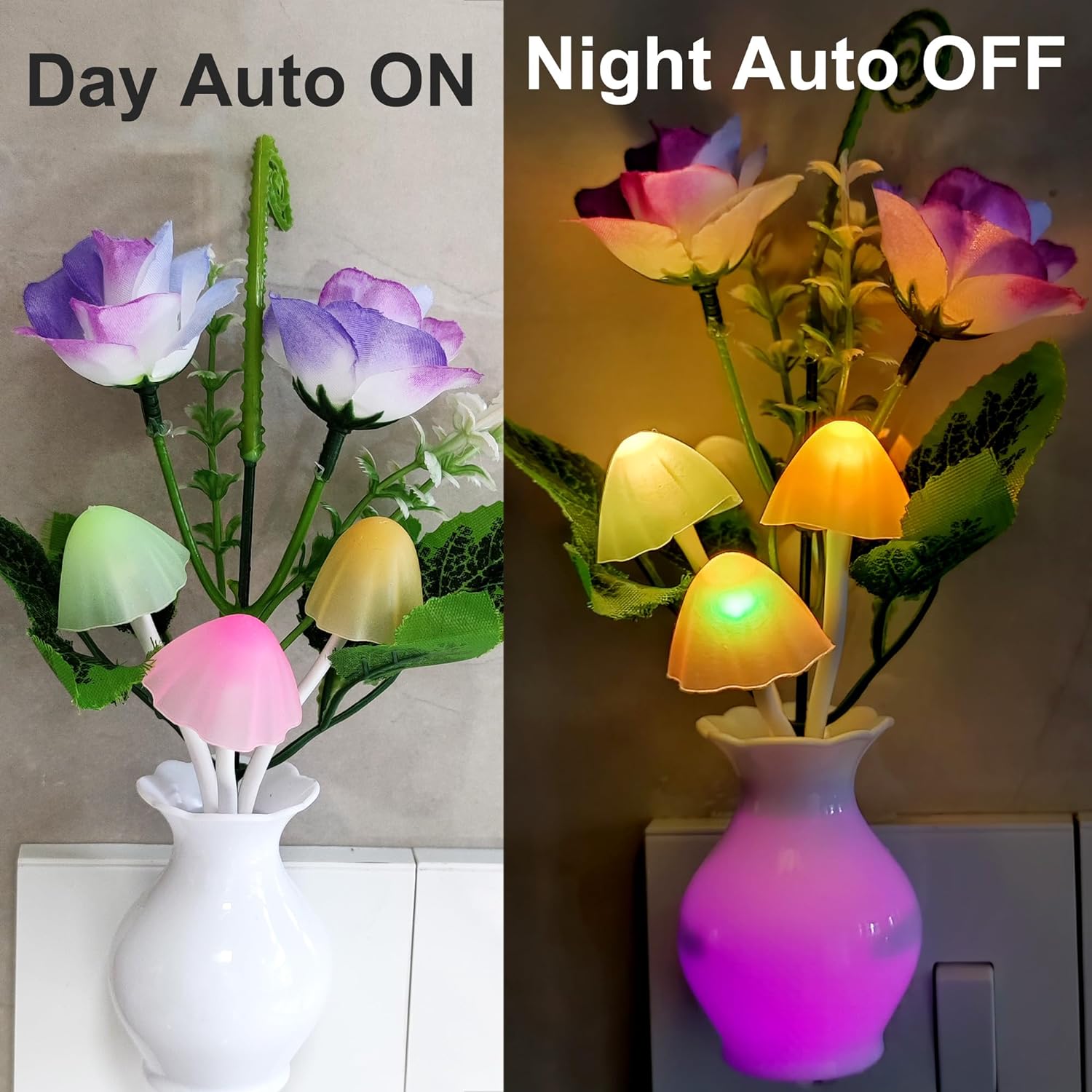 Mushroom Lamp Dream Color Changing Night Light (Purple Rose Flower Mushroom) 1 Pack