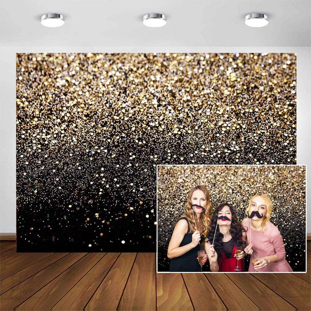 7x5ft Black & Gold Backdrop with Golden Spots - Elevate Your Photo Booths & Parties