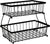 Metal 2-Tier Fruit Basket for Kitchen Counter, Black, 15.25" W