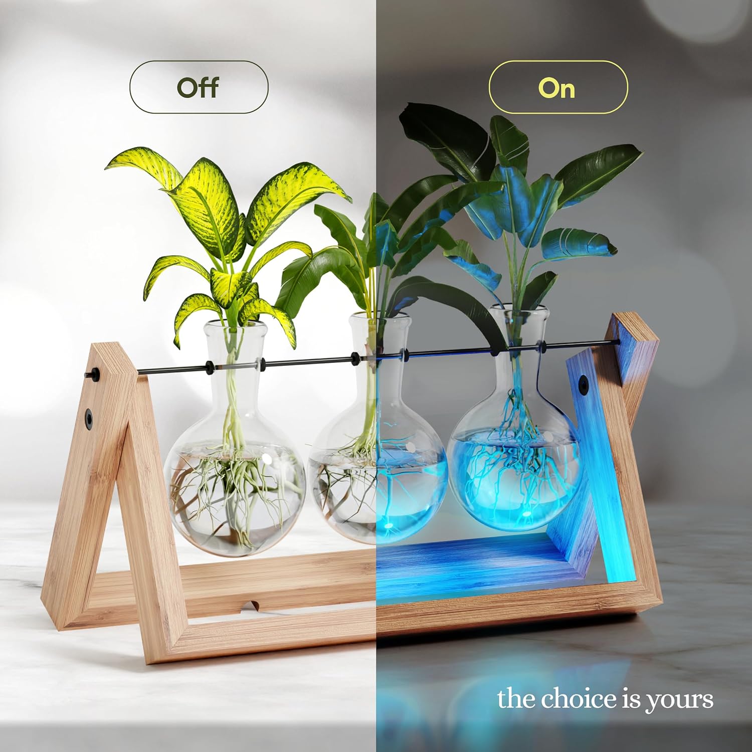 Light Up Bamboo Air Planter Plant Lover Gifts