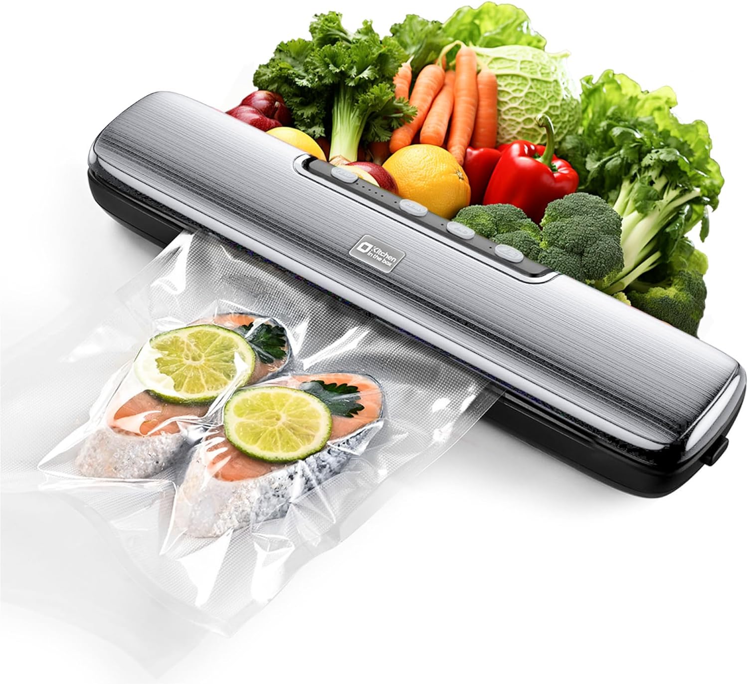 Automatic Vacuum Sealer Machine with 15 Pieces Vacuum Seal Bags, Gray