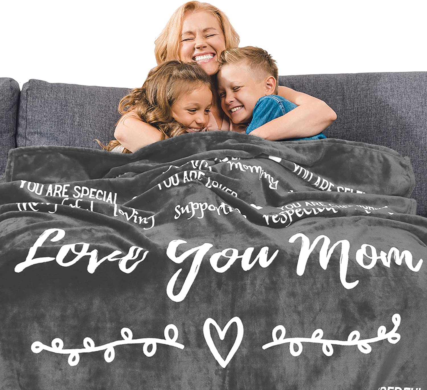 Mom Blanket Mothers Day Gifts from Daughter or Son Mothers Day Blanket, 60 x 50 Inches (Grey, Fleece)