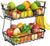 Fruit Basket Bowl with 2 Banana Hangers (Black)