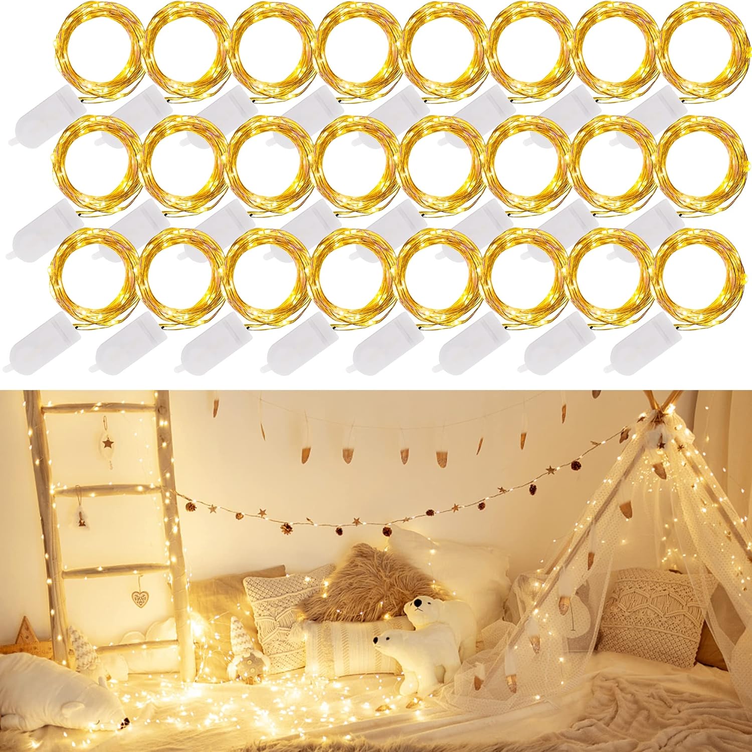 Fairy String Lights 6.5FT 20 LED Mini Battery Operated String Lights, Warm White