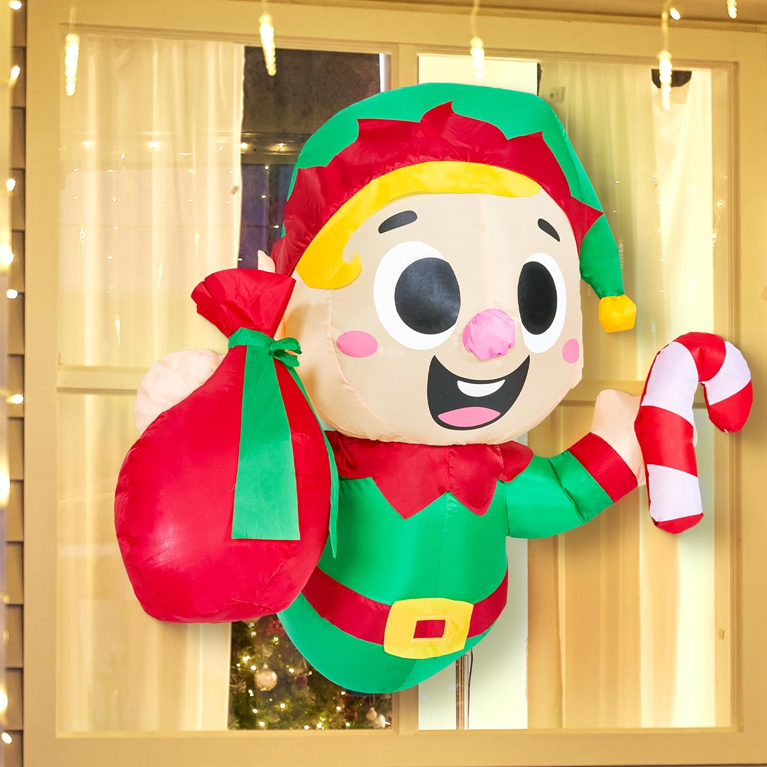 3.5 FT Christmas Inflatable Santa & Elf with LED Lights