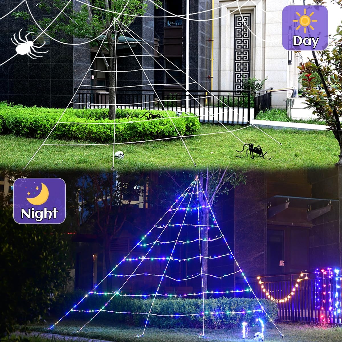 Halloween Decor Spider Web Lights 17 x 16 FT with 260 LEDs and Remote