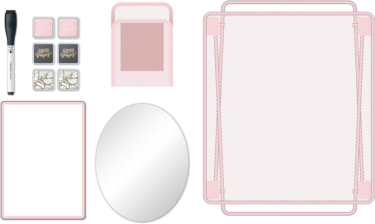 11 PCS Locker Organizer and Decorating Kit, Blush Pink