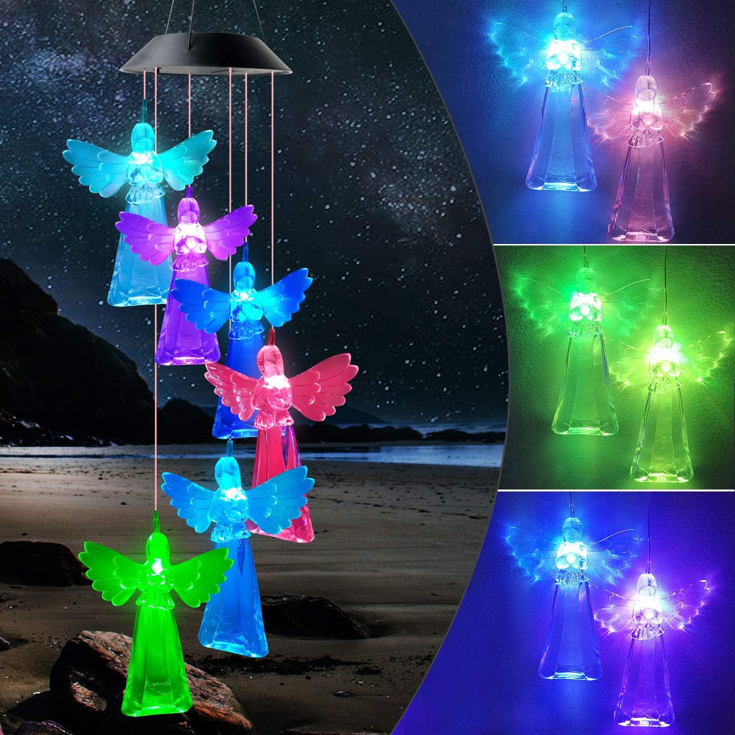 Angel Wind Chimes Solar Wind Chime Gift for Mom, Grandma, and Family