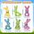 Easter Bunny Wooden Signs 6PCS Bunny Decor with Colorful Bows Freestanding Easter Table Decorations