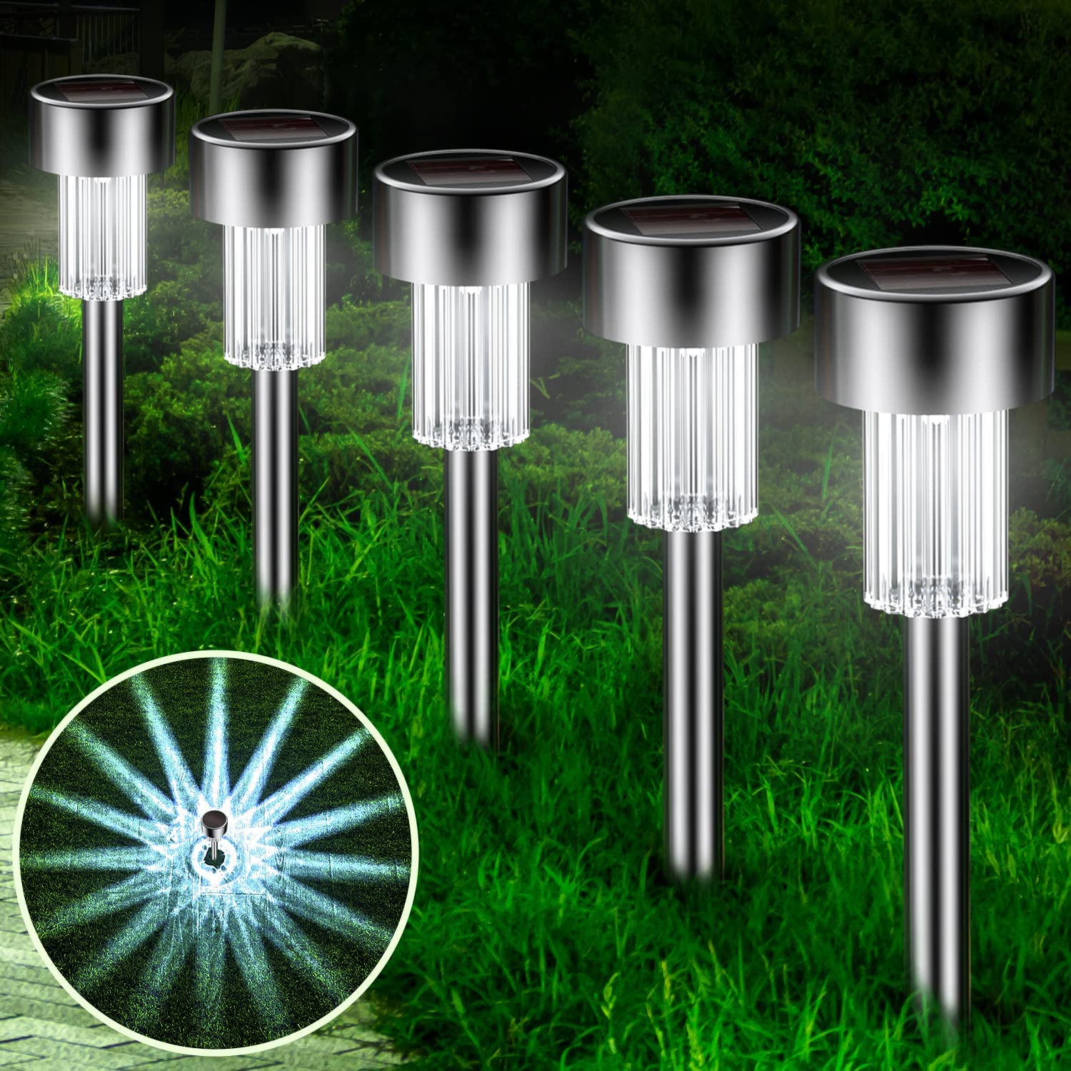 12 Pack Garden Lights Solar Powered Waterproof Landscape Path Lights