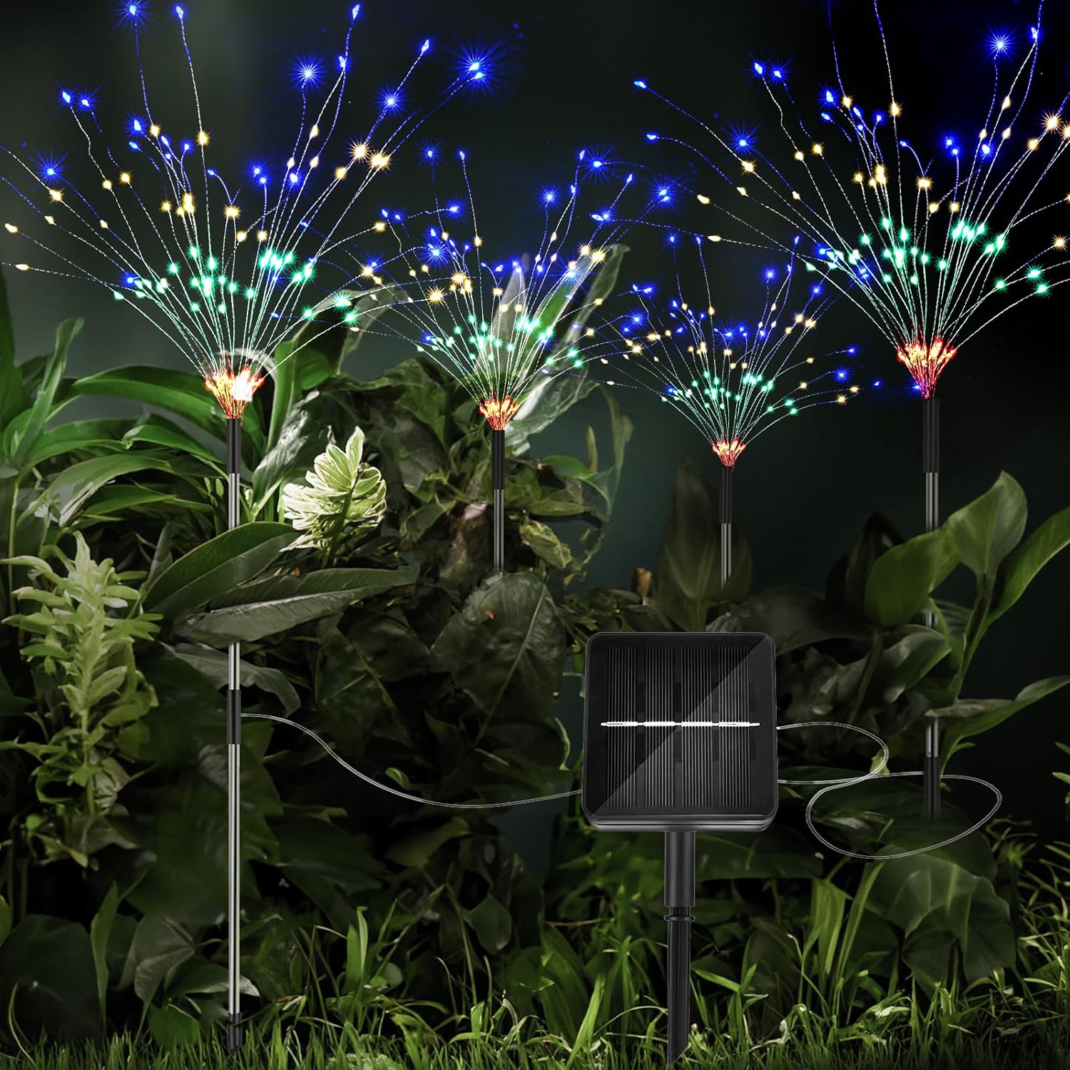 Solar Garden Lights with 1200mAH Solar Panels and 8 Modes 480 LED Fairy Lights, 4 Pack