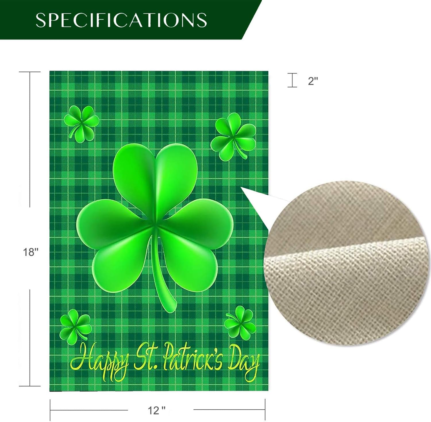 Happy St Patricks Day House Garden Flags Double Sided Spring Banners for Outdoor 12" x 18"